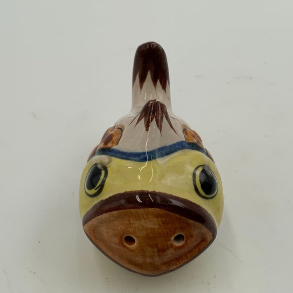 Tonala Hand Painted Fish Salt / Pepper Shaker Glossy Signed 3 1/2" - Picture 2 of 7